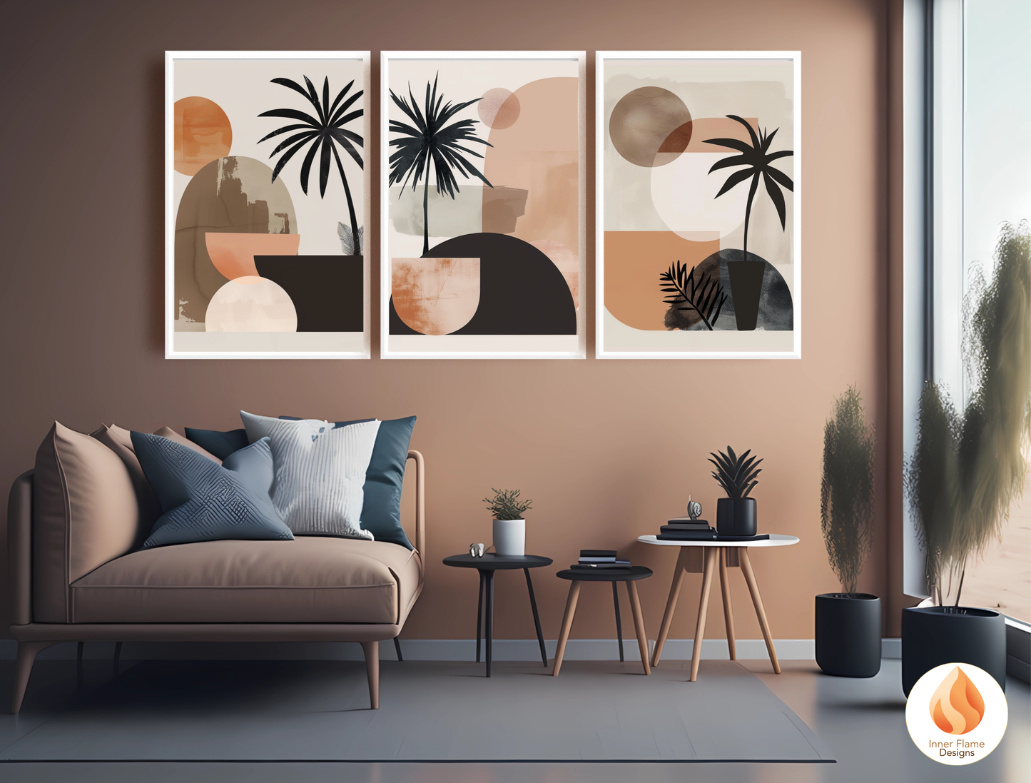 Calming Japandi Art for Modern Home Design | Triptych Artwork