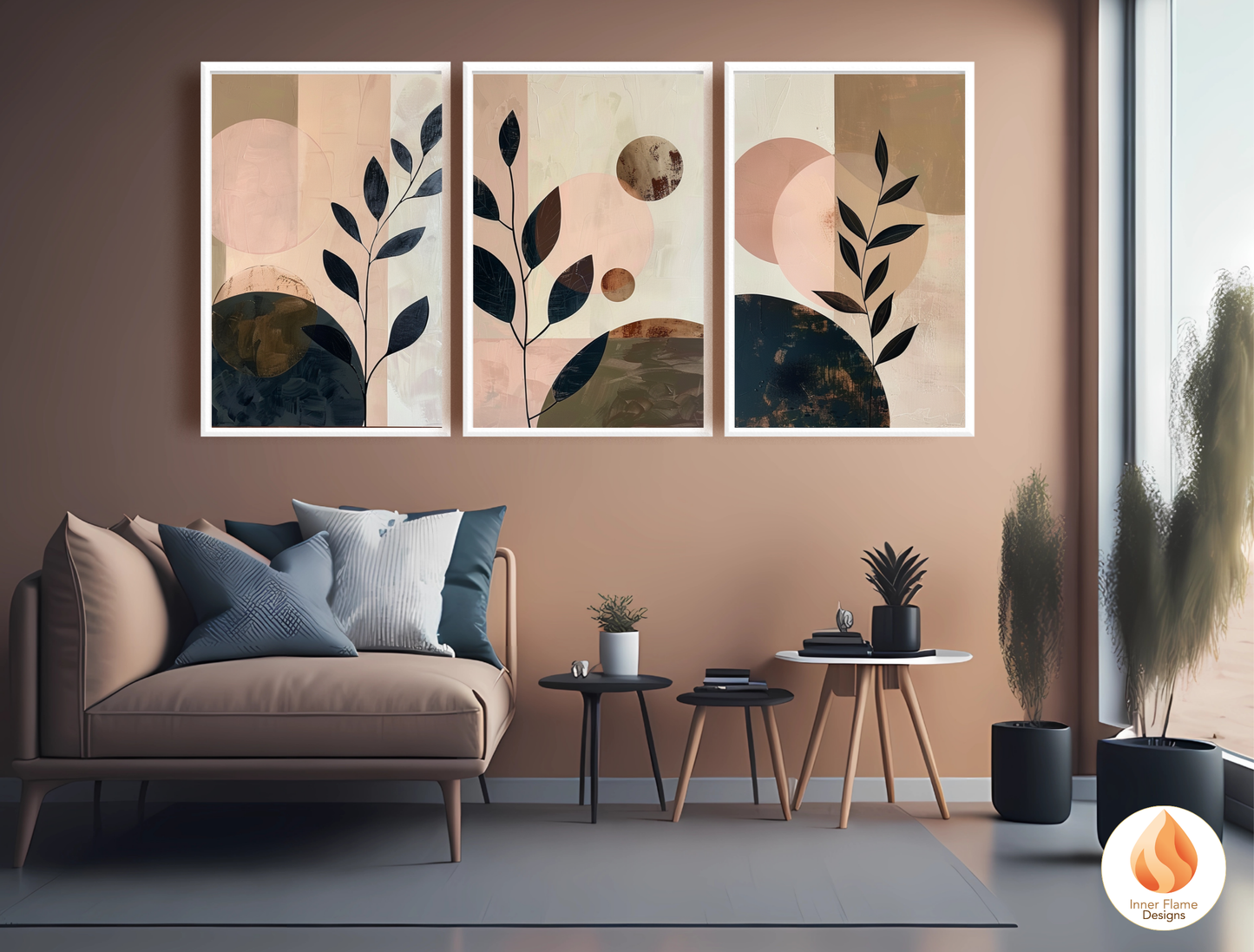 Charming Japandi Art for Modern Home Design | Triptych Artwork (Series 4)