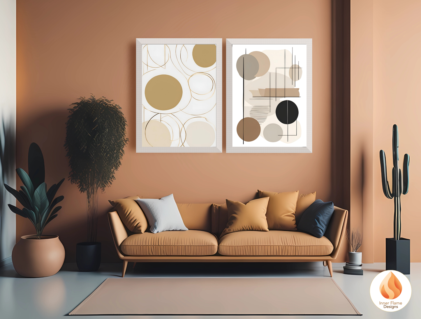 Classic Geometric Artwork for Modern Home Design | Diptych Artwork