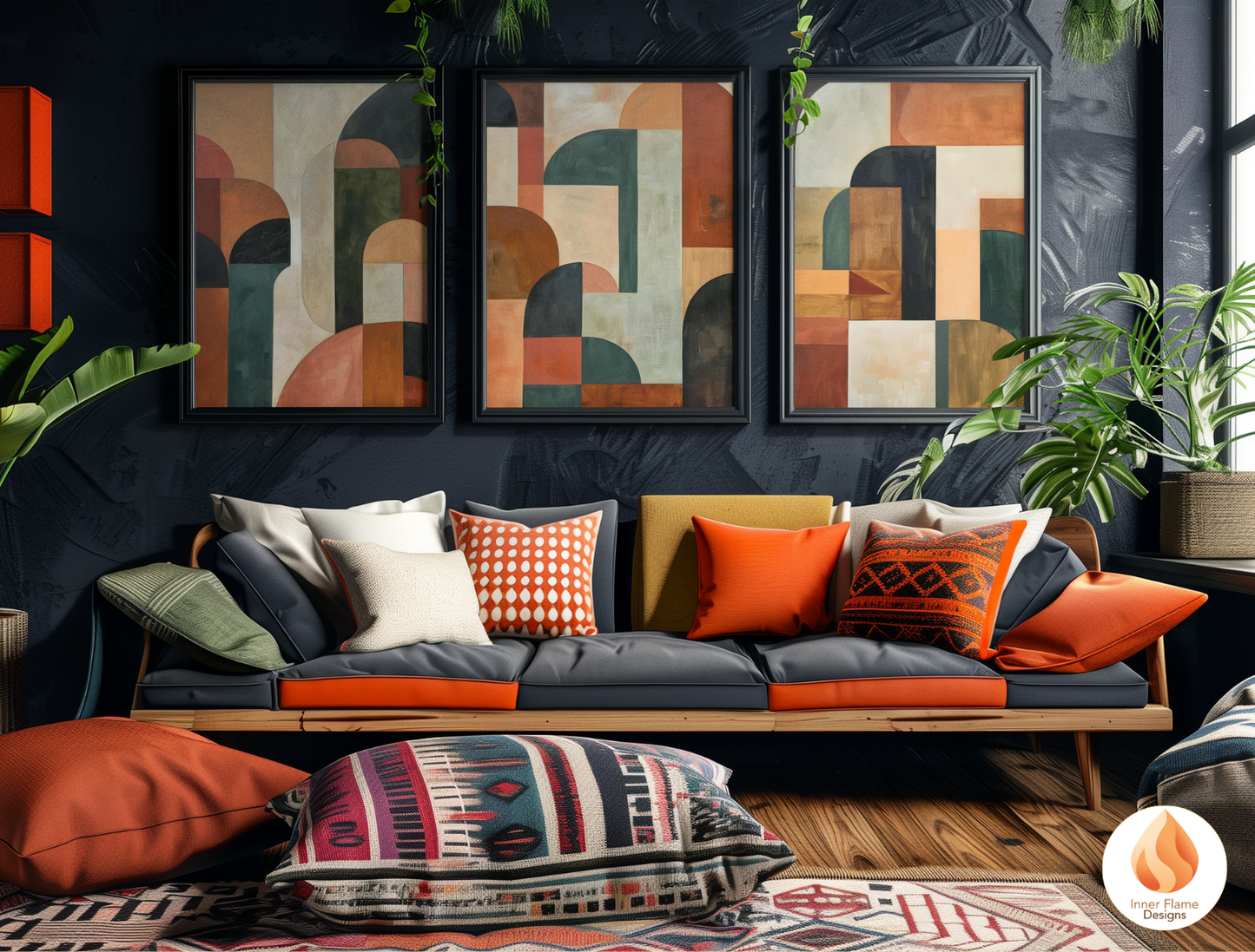 Distinctive Geometric Artwork for Modern Home Design | Triptych Artwork