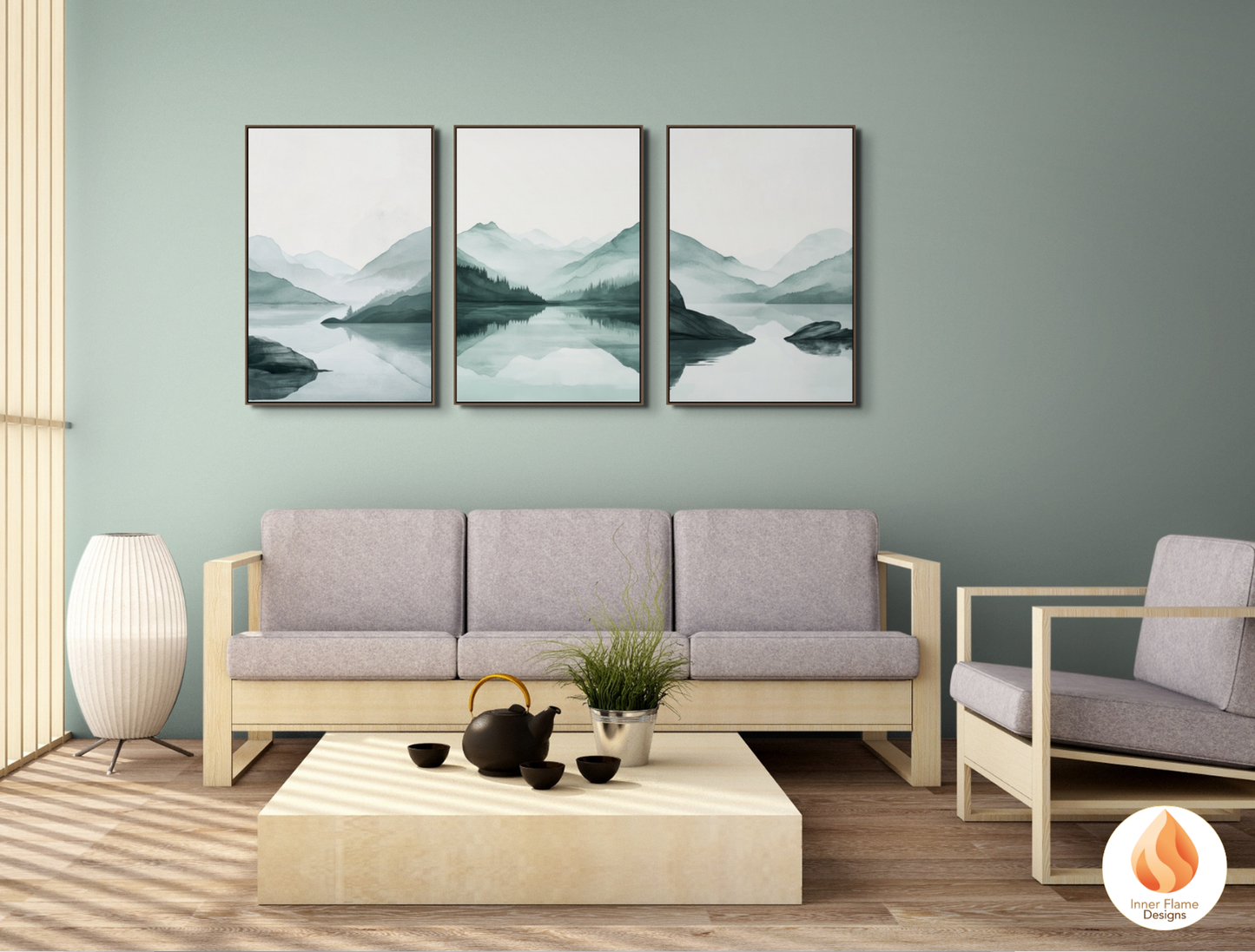 Meditative Japandi Art for Modern Home Design | Triptych Artwork