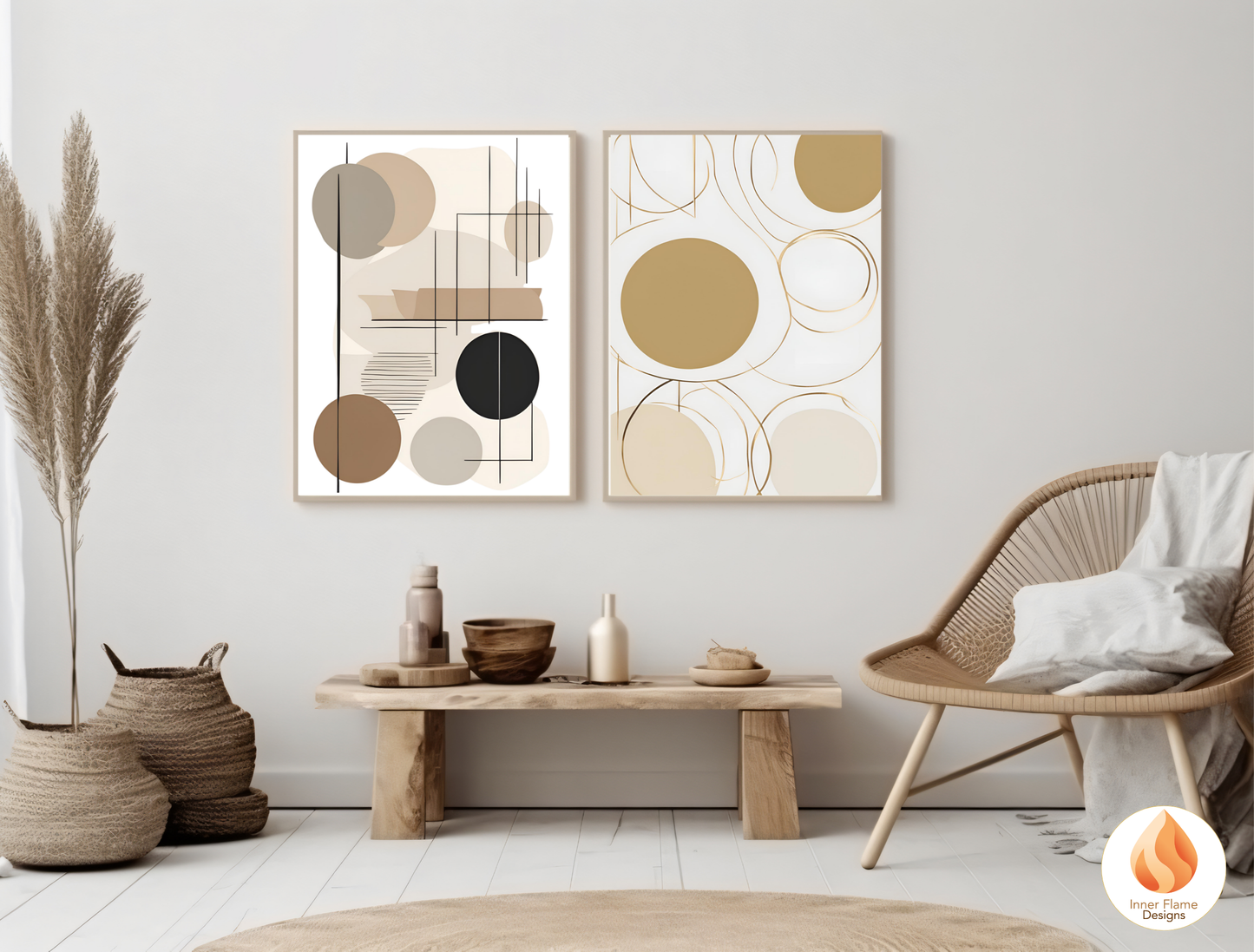 Classic Geometric Artwork for Modern Home Design | Diptych Artwork