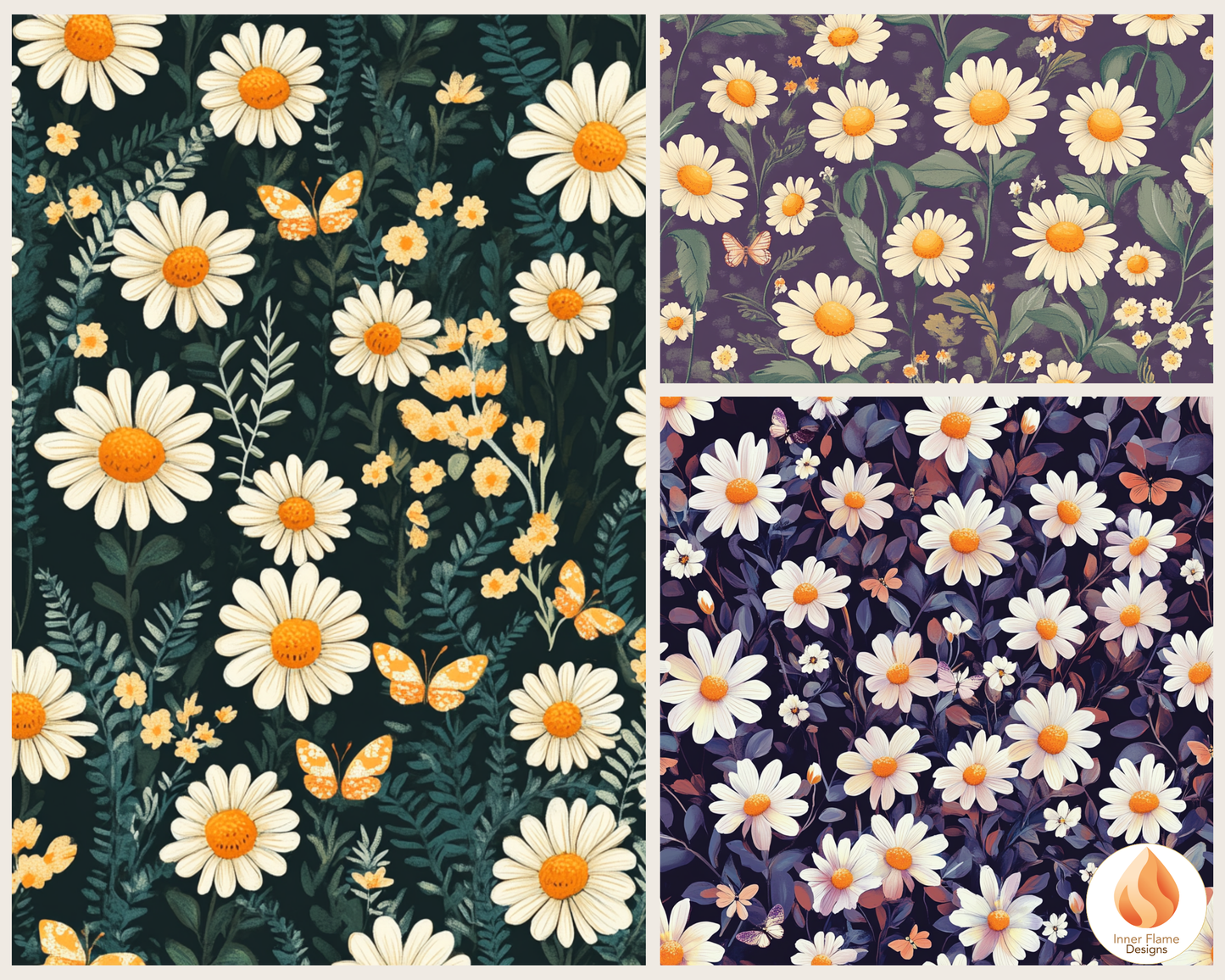 Dynamic Daisy Floral Surface Patterns | Seamless Patterns for Wallpaper, Textiles, Packaging and Digital Designs