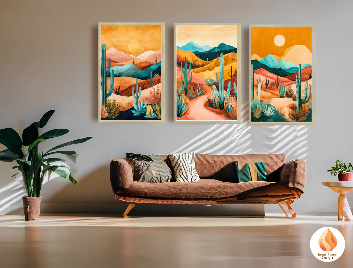 Exotic Boho Wall Art Décor for Modern Home Design | Triptych Artwork