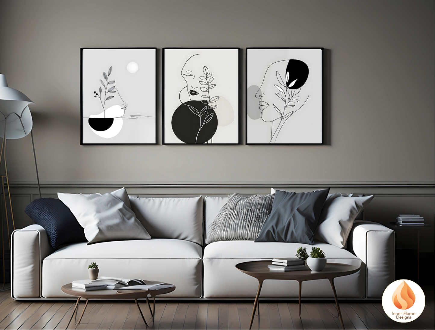 Sophisticated Line Art for Modern Home Design | Triptych Artwork