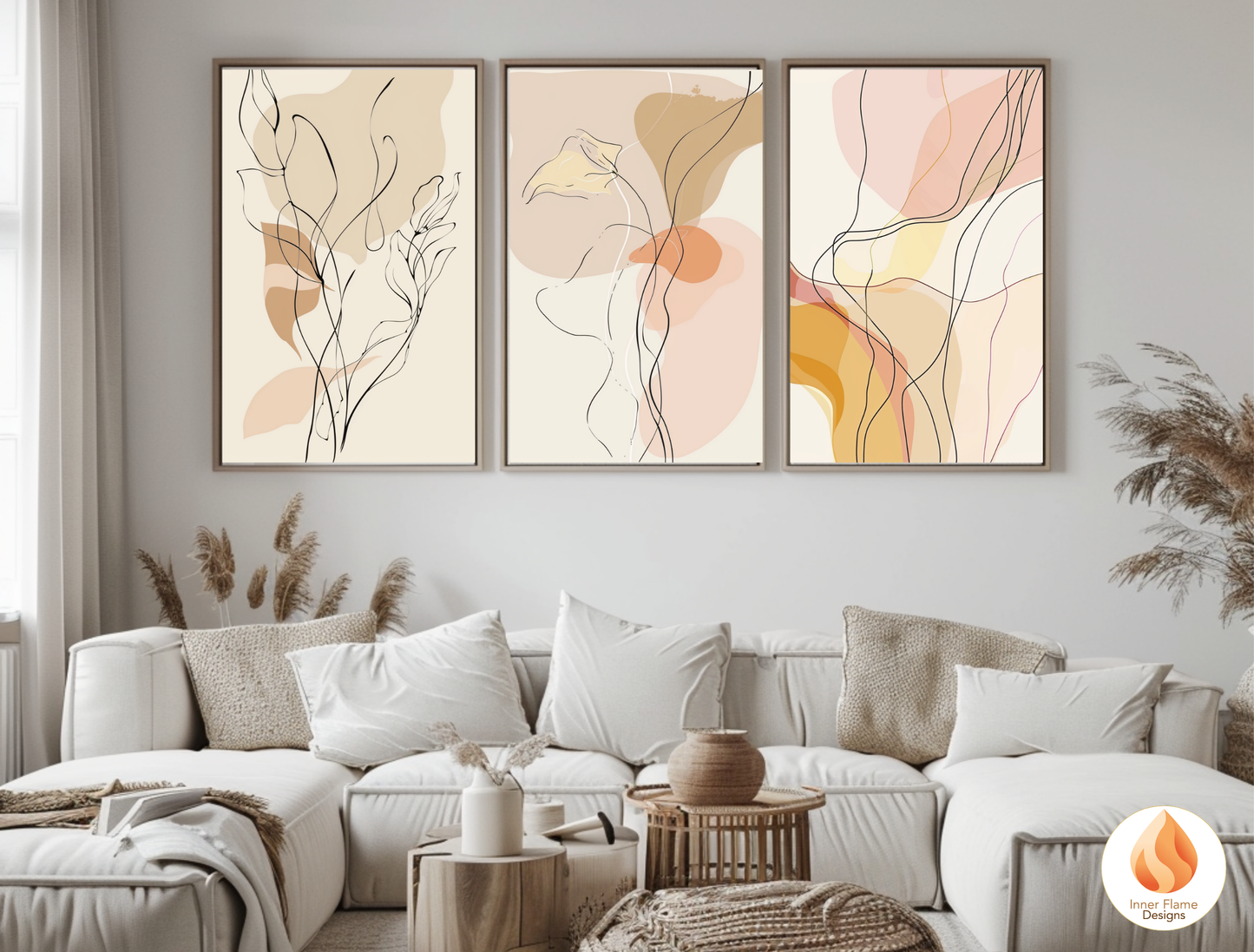 Graceful Line Art for Modern Home Design | Triptych Artwork (Series 2)