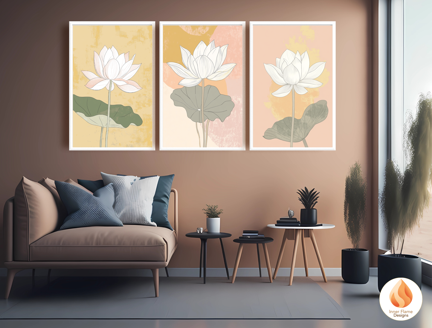 Subtle Japandi Art for Modern Home Design | Triptych Artwork (Series 1)