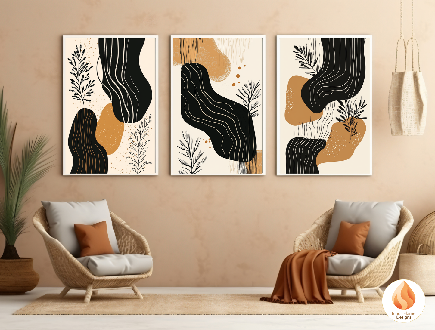 Organic Botanical Art for Modern Home Design | Triptych Artwork
