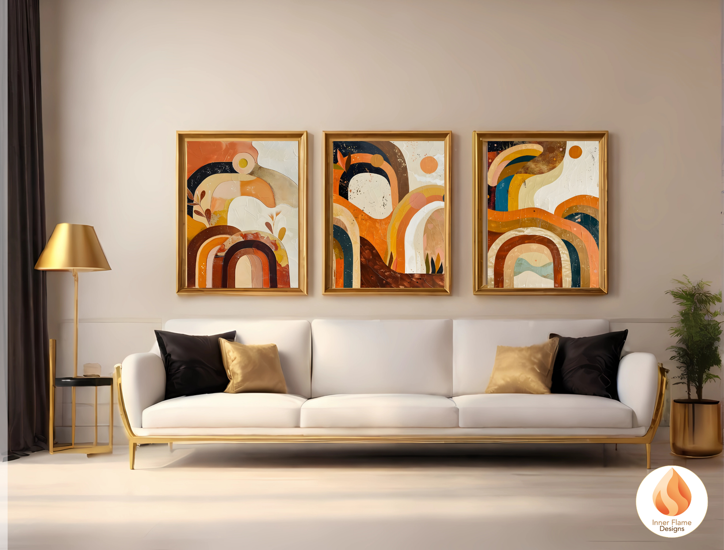 Eclectic Boho Wall Art Décor for Modern Home Design | Triptych Artwork (Series 3)