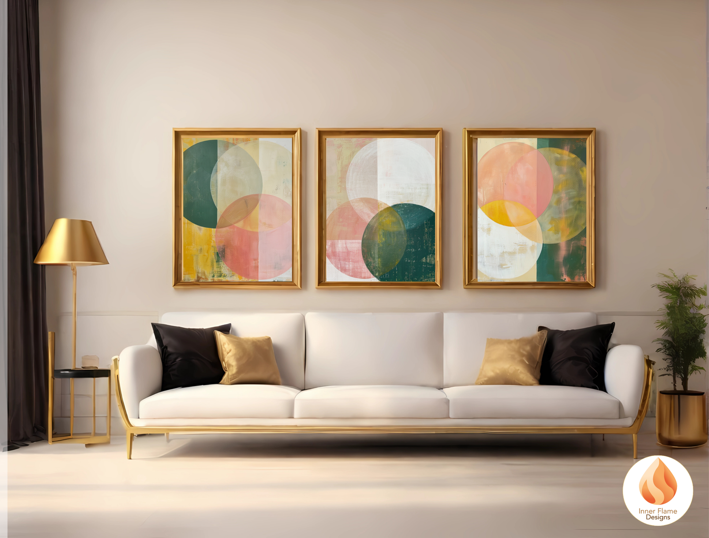 Elegant Geometric Artwork for Modern Home Design | Triptych Artwork