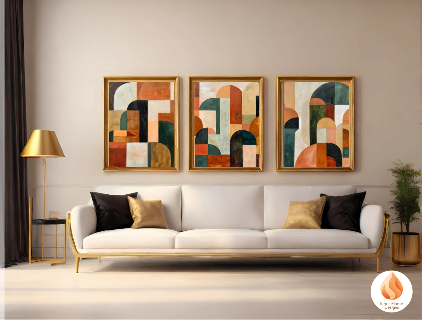 Distinctive Geometric Artwork for Modern Home Design | Triptych Artwork