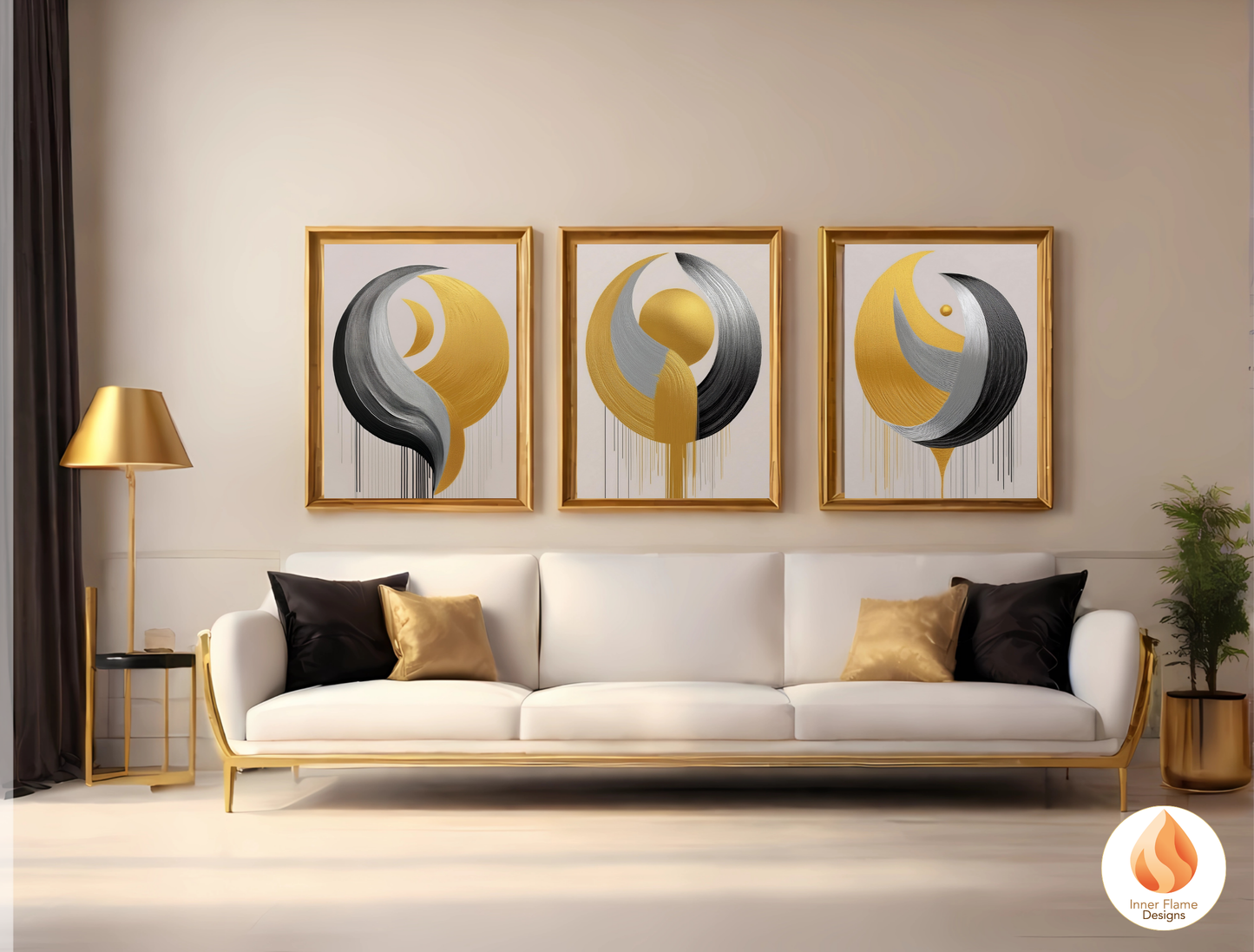 Futuristic Geometric Artwork for Modern Home Design | Triptych Artwork
