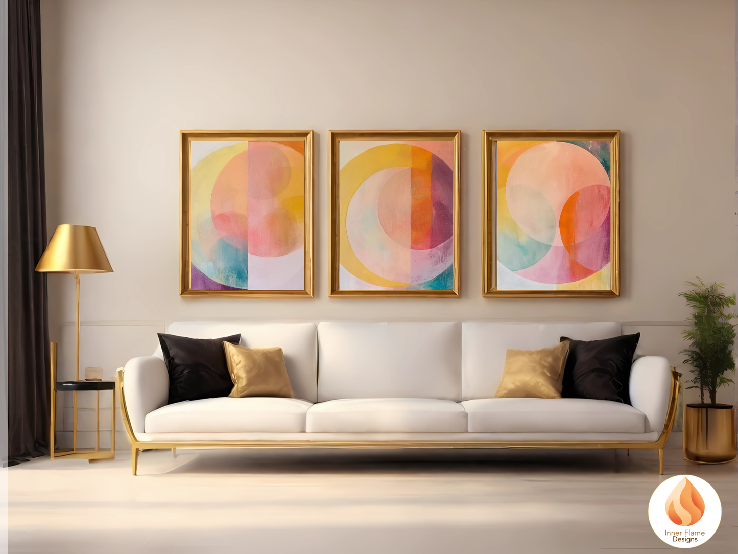 Joyful Geometric Artwork for Modern Home Design | Triptych Artwork