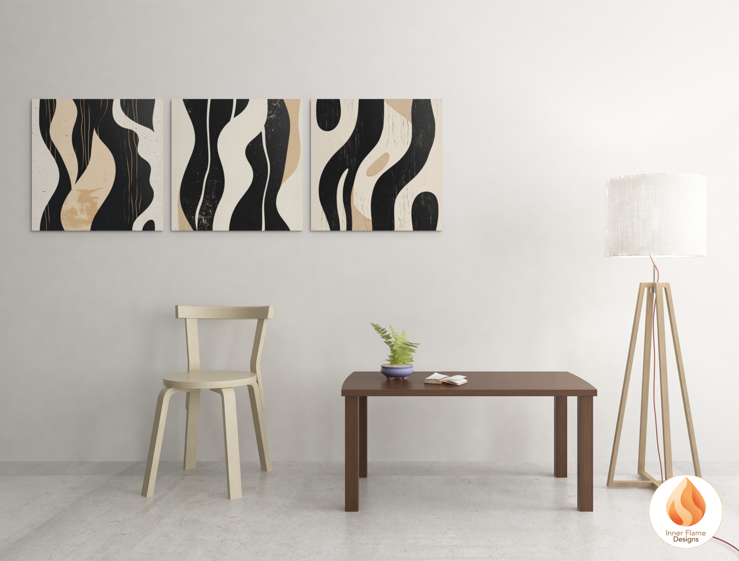 Elemental Minimalist Art for Modern Home Design | Triptych Artwork