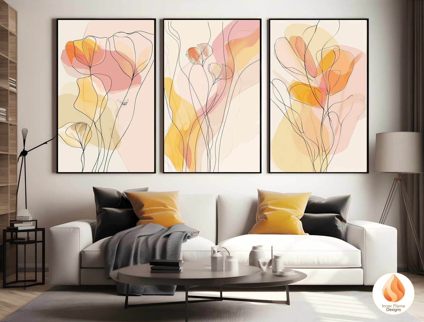 Graceful Line Art for Modern Home Design | Triptych Artwork (Series 3)