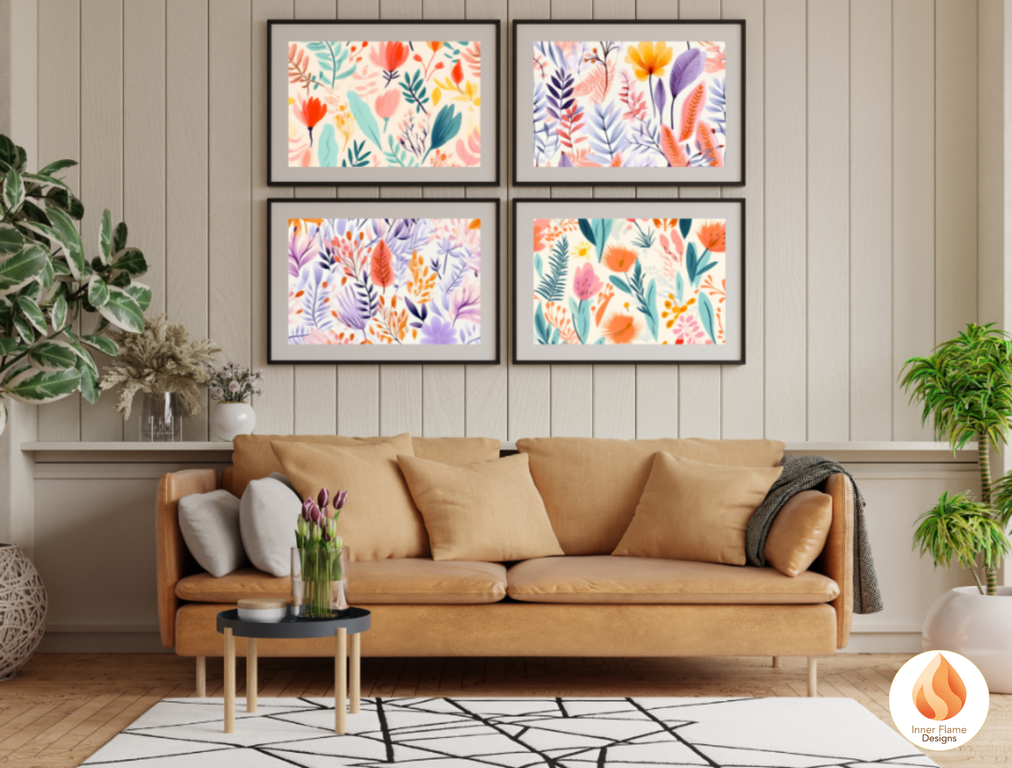 Cheerful Boho Wall Art Décor for Modern Home Design | Four Piece Wall Art