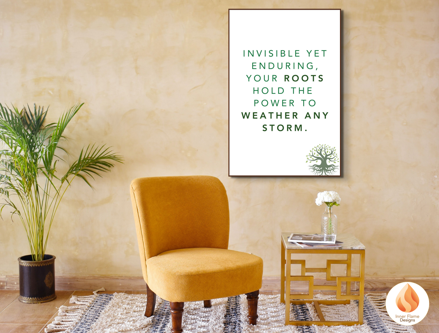 Motivational Poster with Nature-Inspired Quote 3 - "Invisible Yet Enduring, Your Roots Hold The Power To Weather Any Storm"