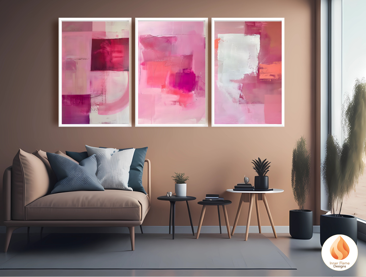 Playful Minimalist Art for Modern Home Design | Triptych Artwork