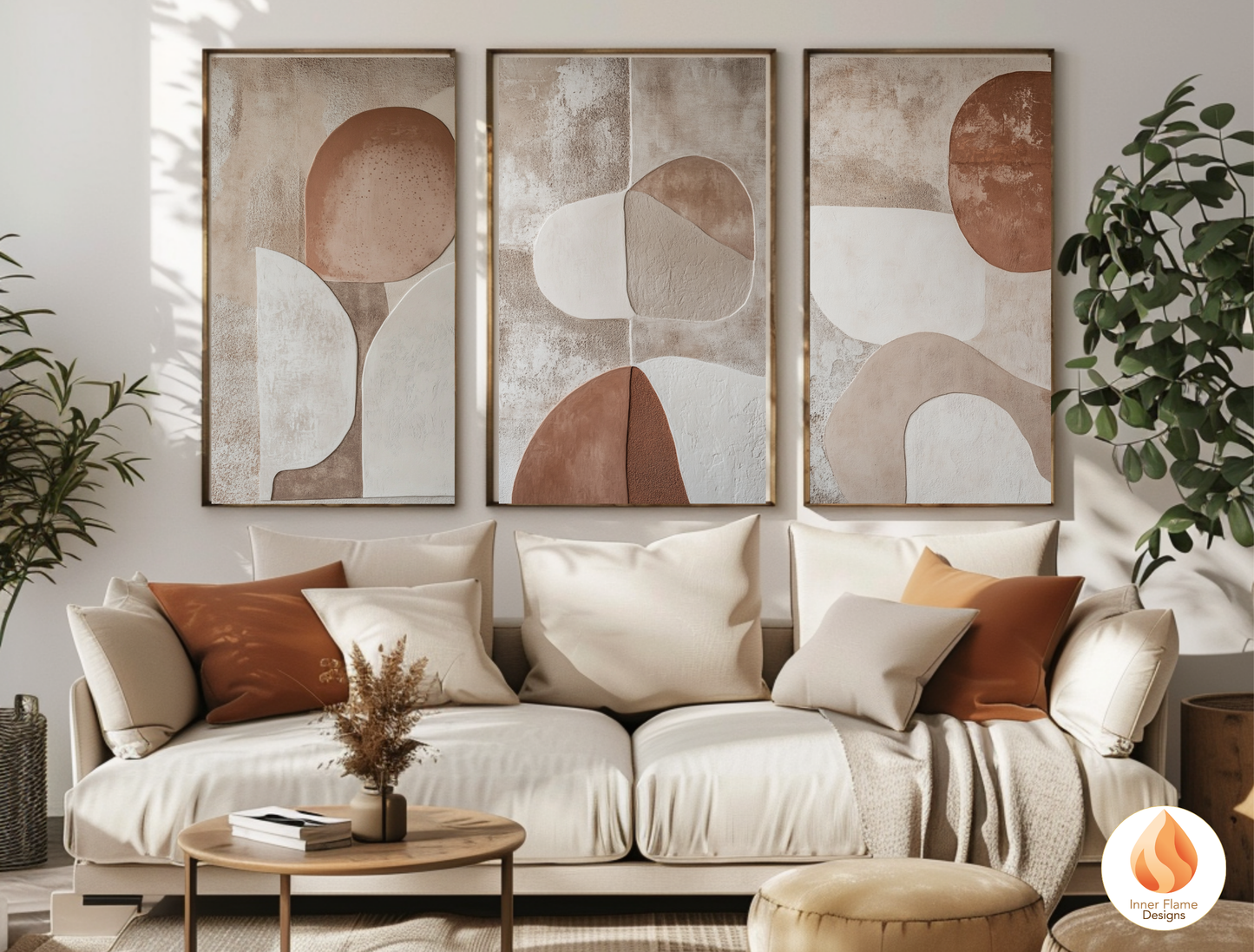 Earthy Minimalist Art for Modern Home Design | Triptych Artwork