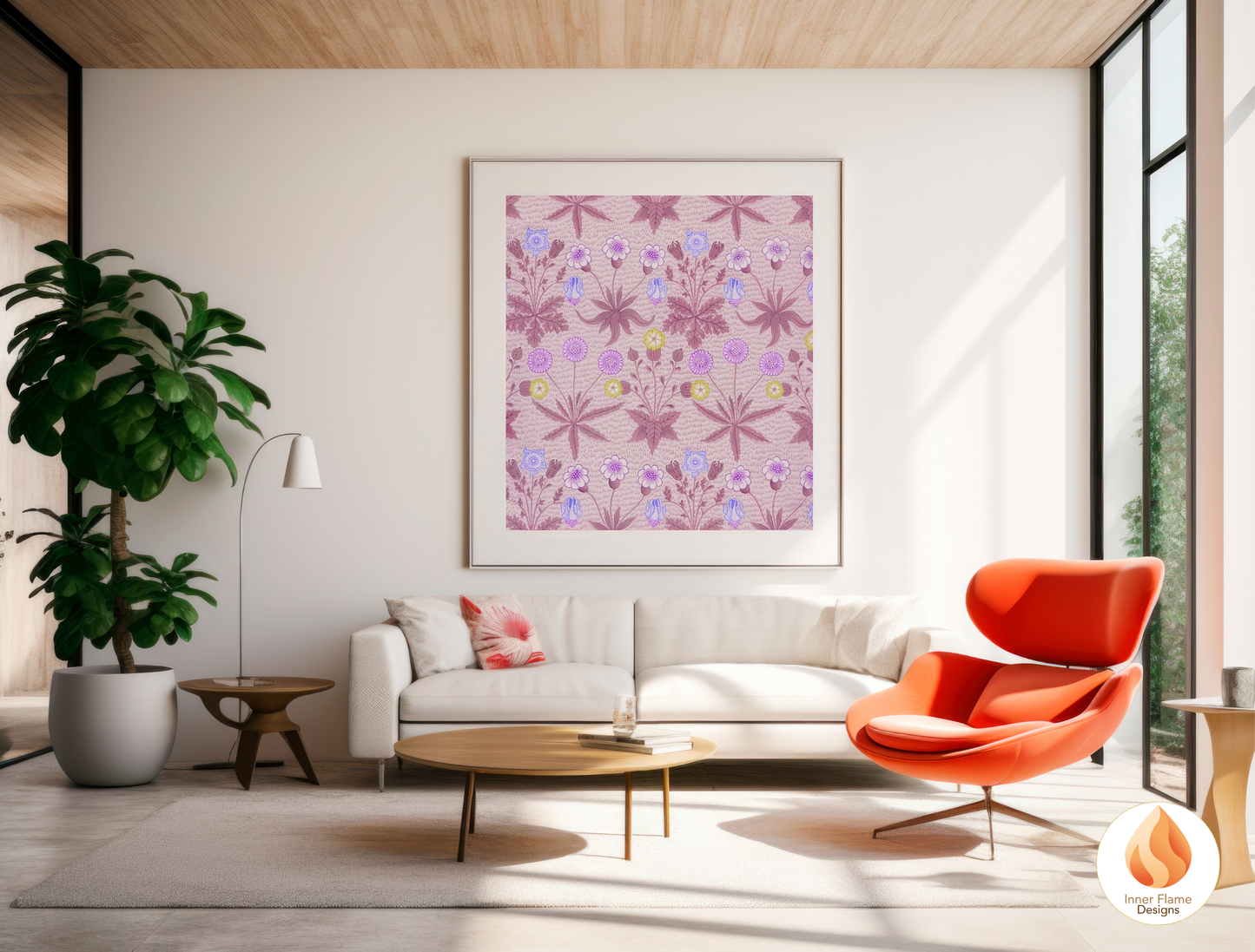 William Morris Inspired Designs - "Daisy" | Abstract Botanical Art for Modern Home Design | Triptych Artwork