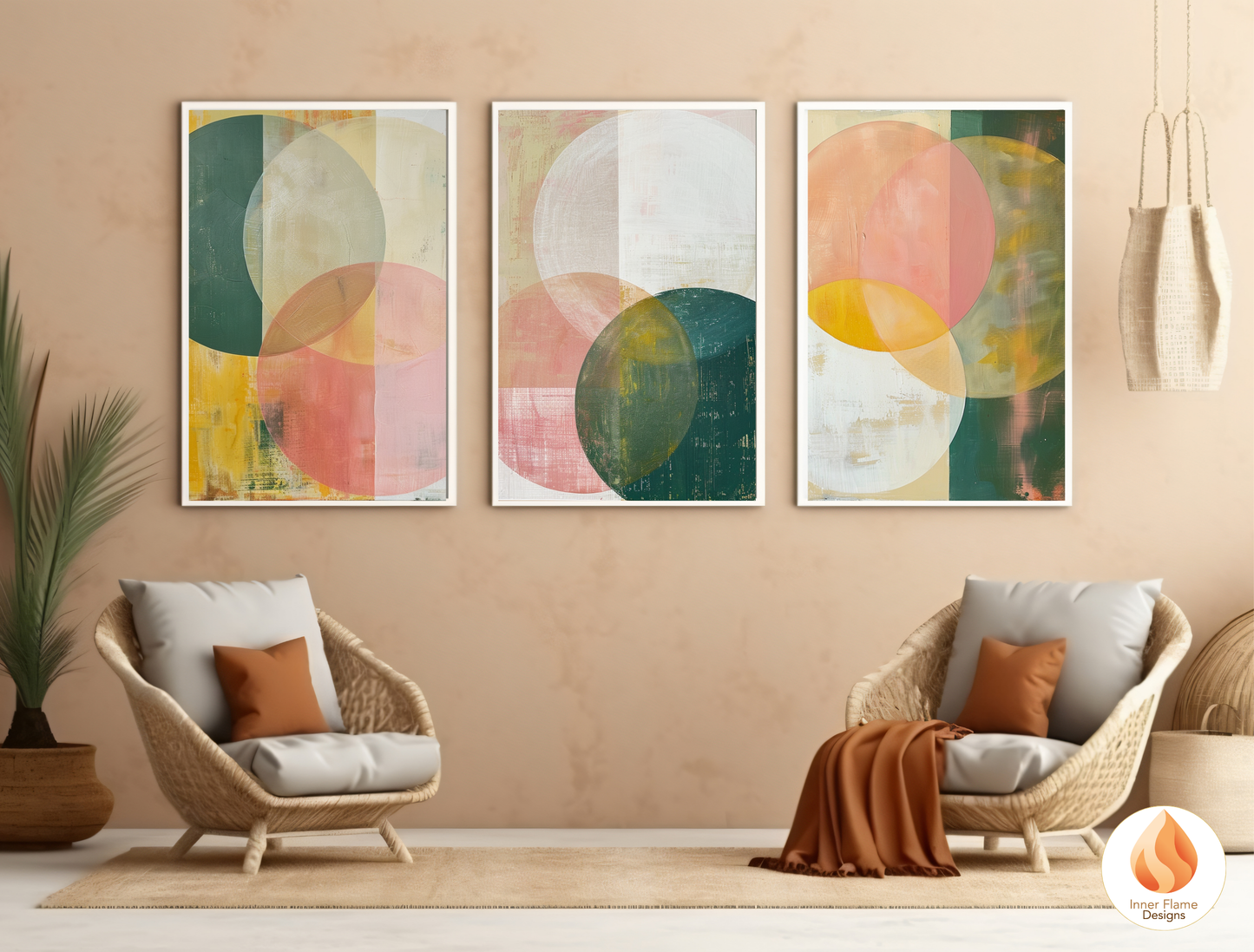 Elegant Geometric Artwork for Modern Home Design | Triptych Artwork