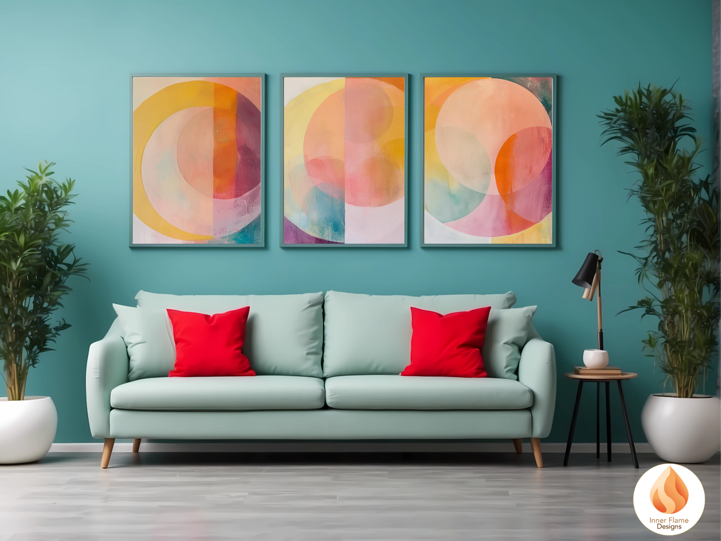 Joyful Geometric Artwork for Modern Home Design | Triptych Artwork