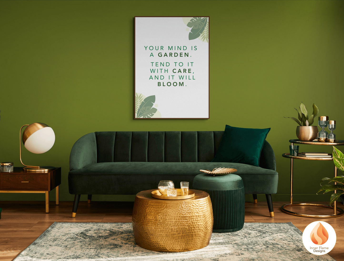 Motivational Poster with Nature-Inspired Quote 1 - "Your Mind Is A Garden. Tend To It With Care And It Will Bloom. "