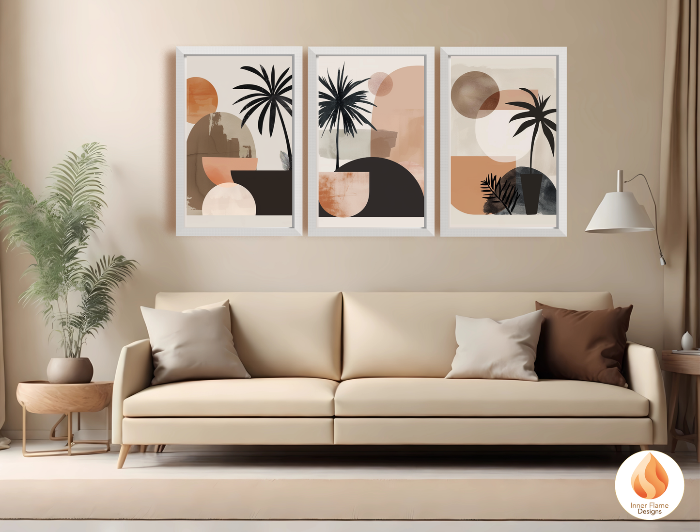Calming Japandi Art for Modern Home Design | Triptych Artwork