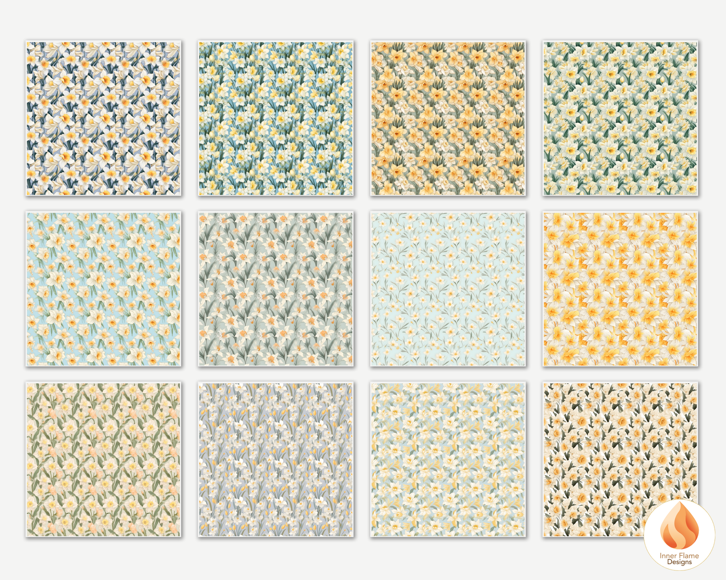 Spring Daffodil Floral Surface Patterns | Seamless Patterns for Wallpaper, Textiles, Packaging and Digital Designs