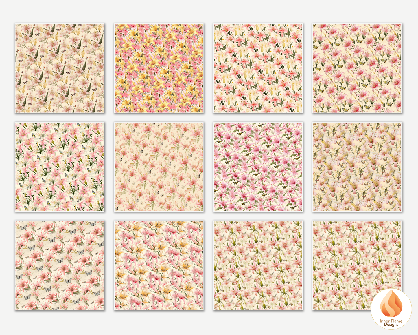 Spring Lily Floral Surface Patterns | Seamless Patterns for Wallpaper, Textiles, Packaging and Digital Designs
