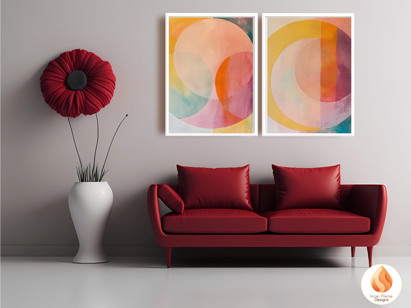 Joyful Geometric Artwork for Modern Home Design | Triptych Artwork