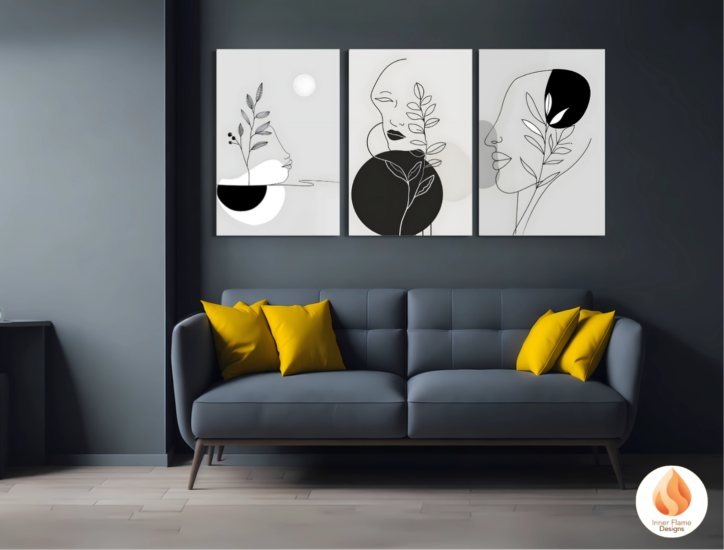 Sophisticated Line Art for Modern Home Design | Triptych Artwork