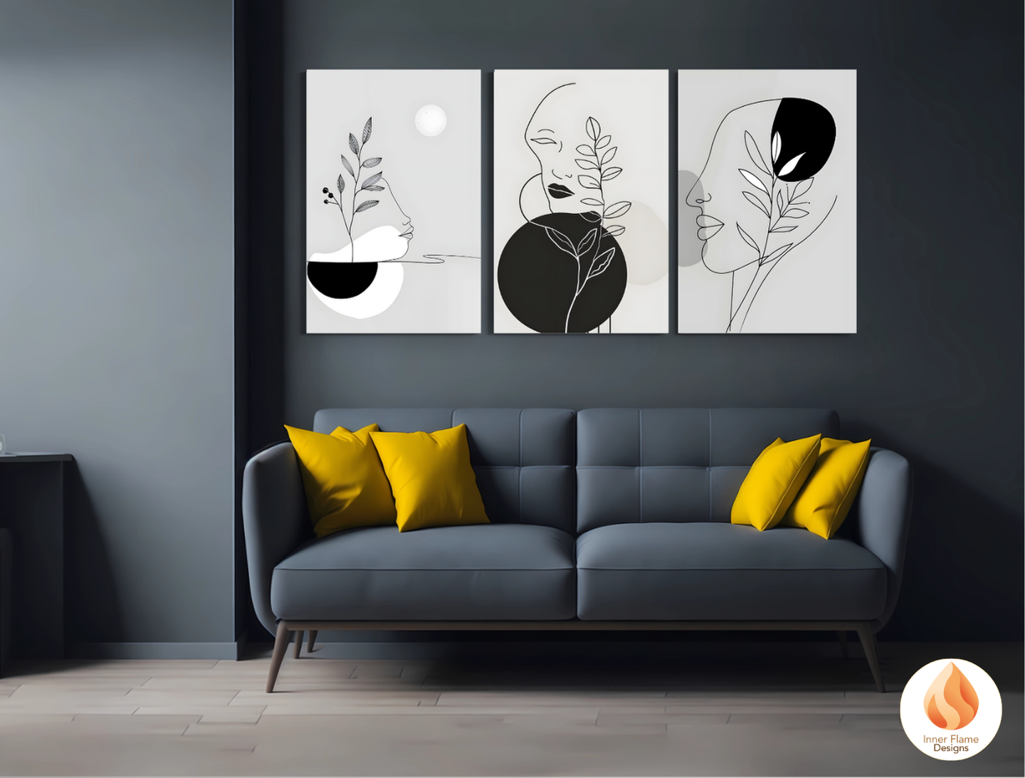 Sophisticated Line Art for Modern Home Design | Triptych Artwork