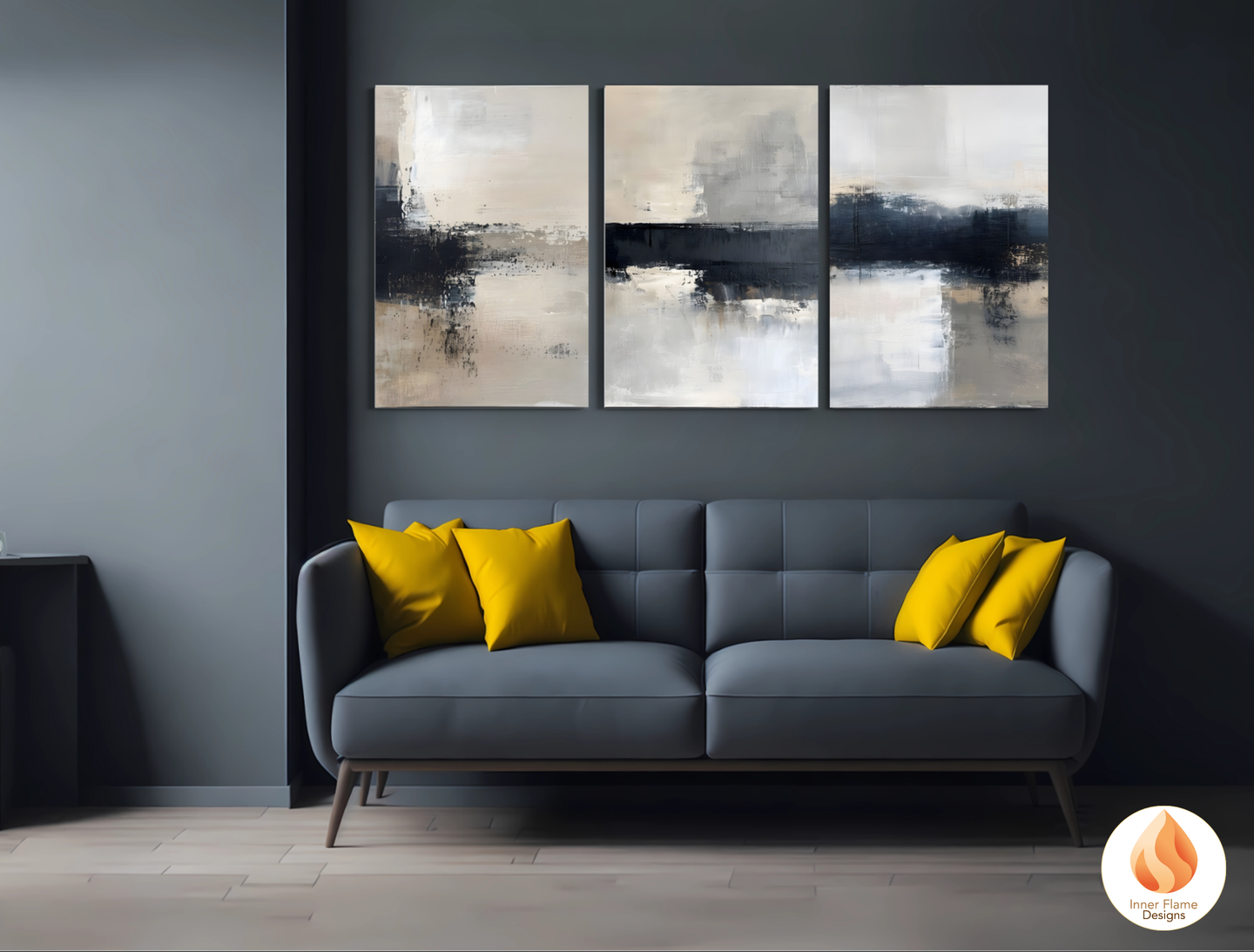 MonochromaticMinimalist Art for Modern Home Design | Triptych Artwork