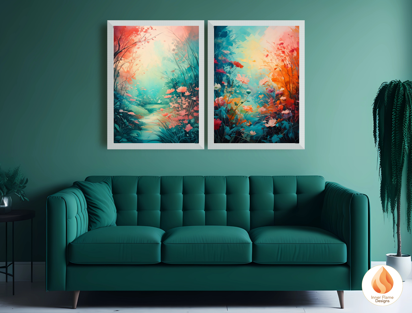 Incandescent Botanical Art for Modern Home Design | Triptych Artwork