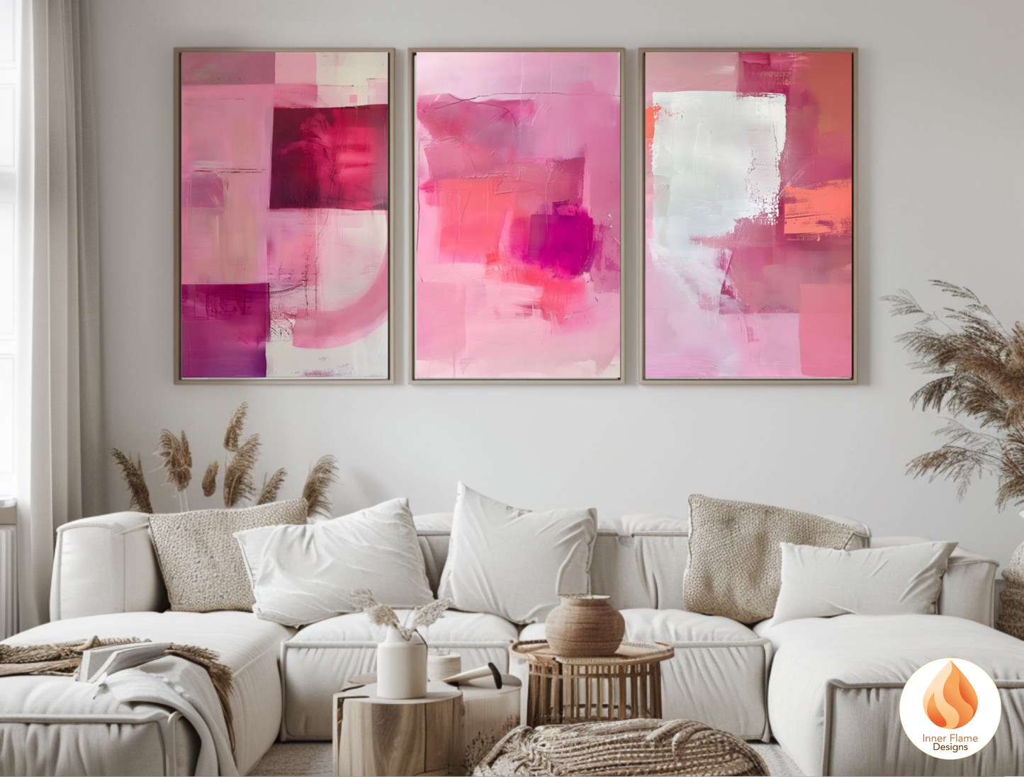 Playful Minimalist Art for Modern Home Design | Triptych Artwork
