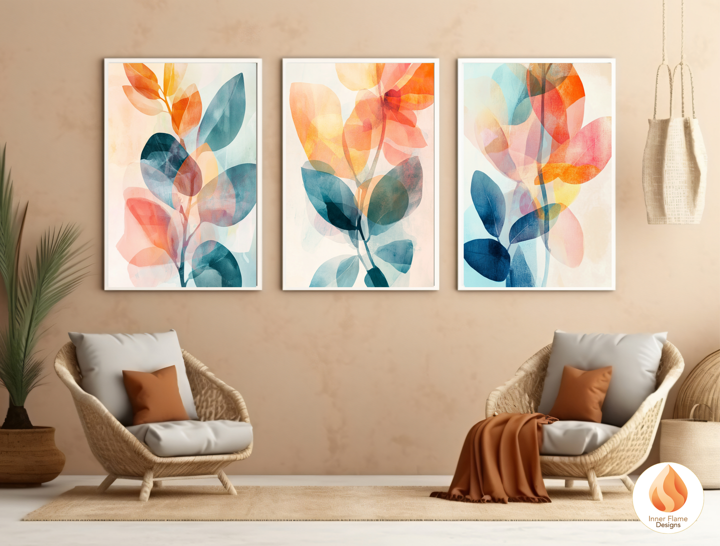 Refreshing Flower Artwork for Modern Home Design | Triptych Artwork
