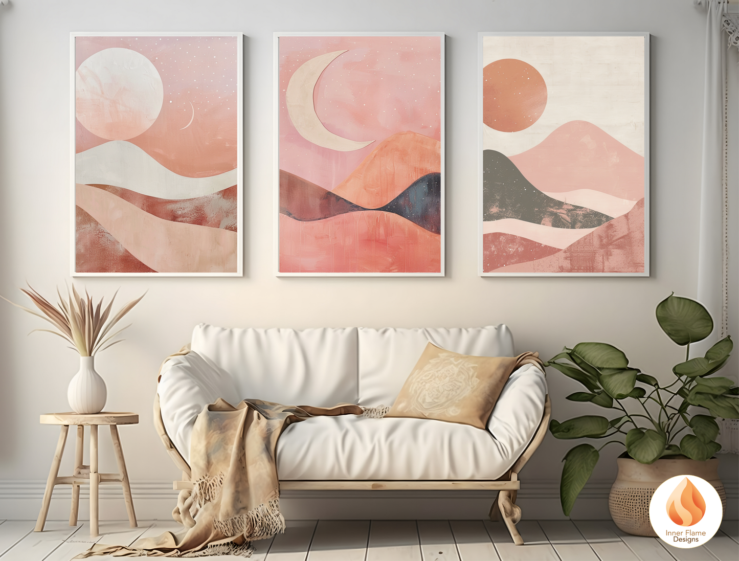 Soothing Boho Wall Art Décor for Modern Home Design | Triptych Artwork (Series 5)