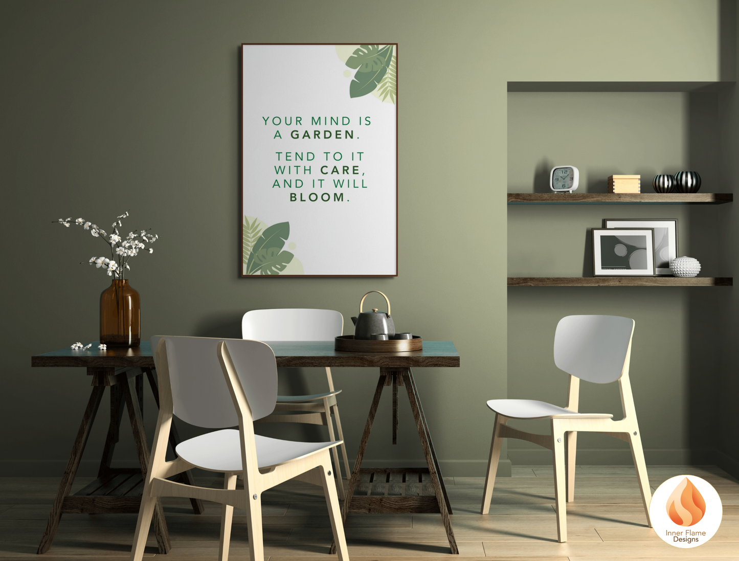 Motivational Poster with Nature-Inspired Quote 1 - "Your Mind Is A Garden. Tend To It With Care And It Will Bloom. "