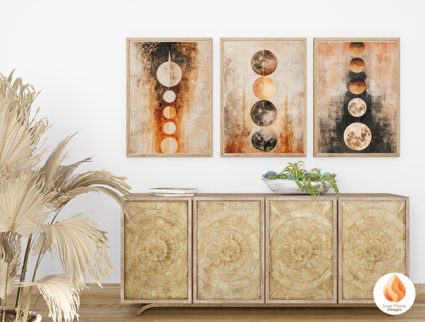 Cosmic Boho Wall Art Décor for Modern Home Design | Triptych Artwork (Series 1)