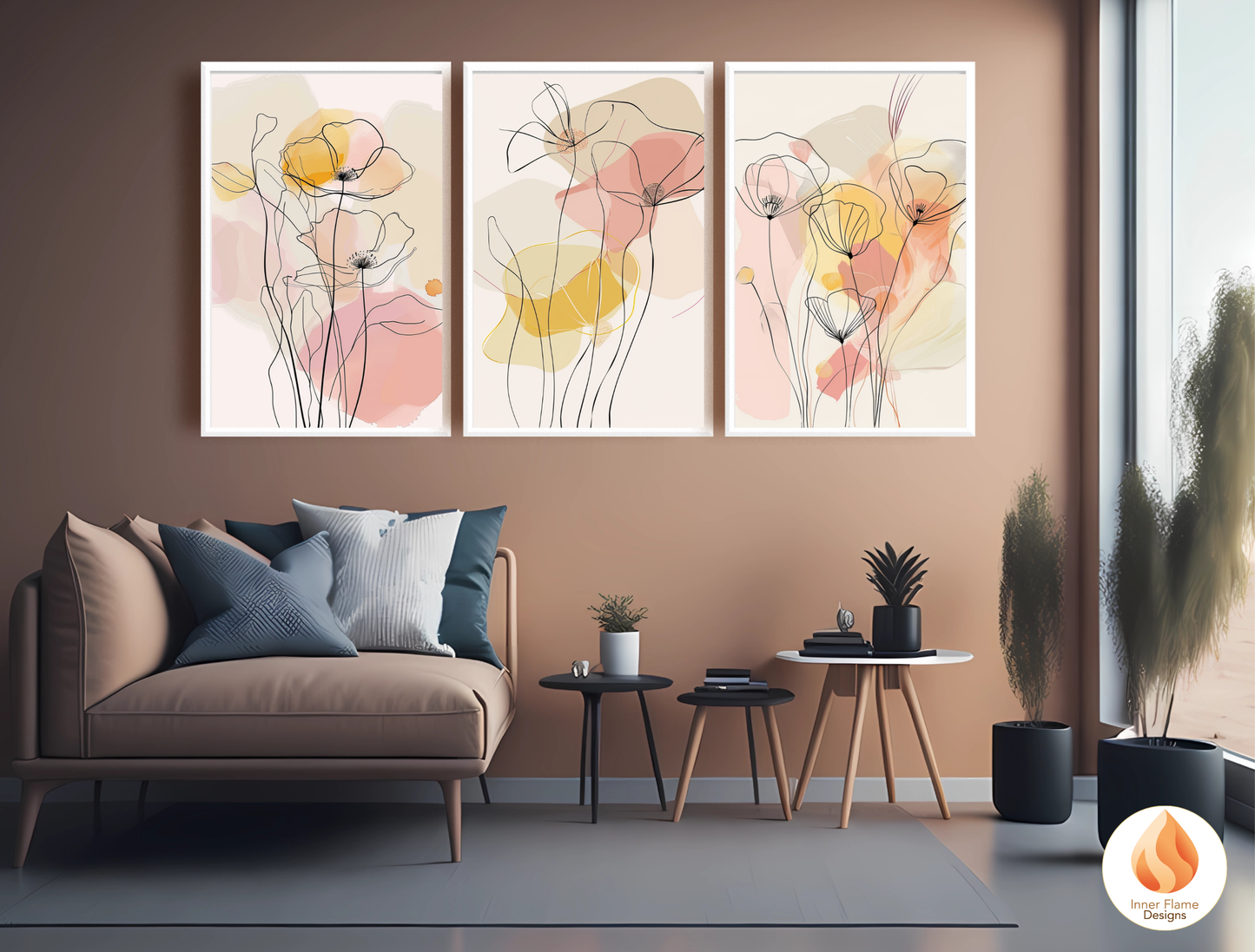 Graceful Line Art for Modern Home Design | Triptych Artwork (Series 4)