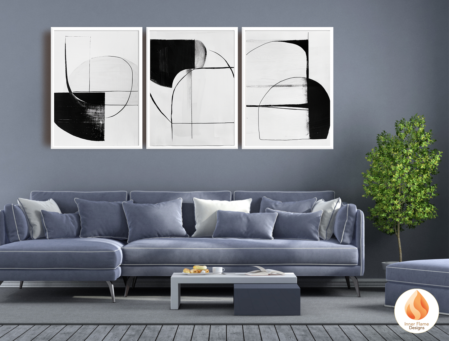 Monochromatic Line Art for Modern Home Design | Triptych Artwork (Series 1)