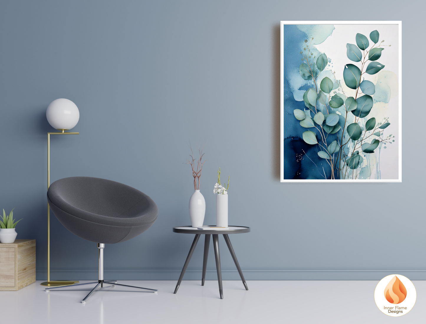 Cerulean Botanical Art for Modern Home Design | Triptych Artwork