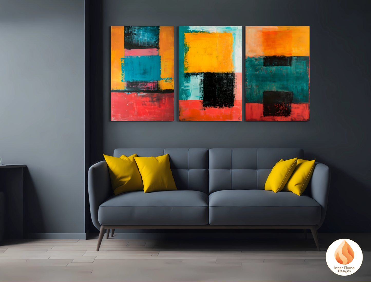 Radiant Minimalist Art for Modern Home Design | Triptych Artwork