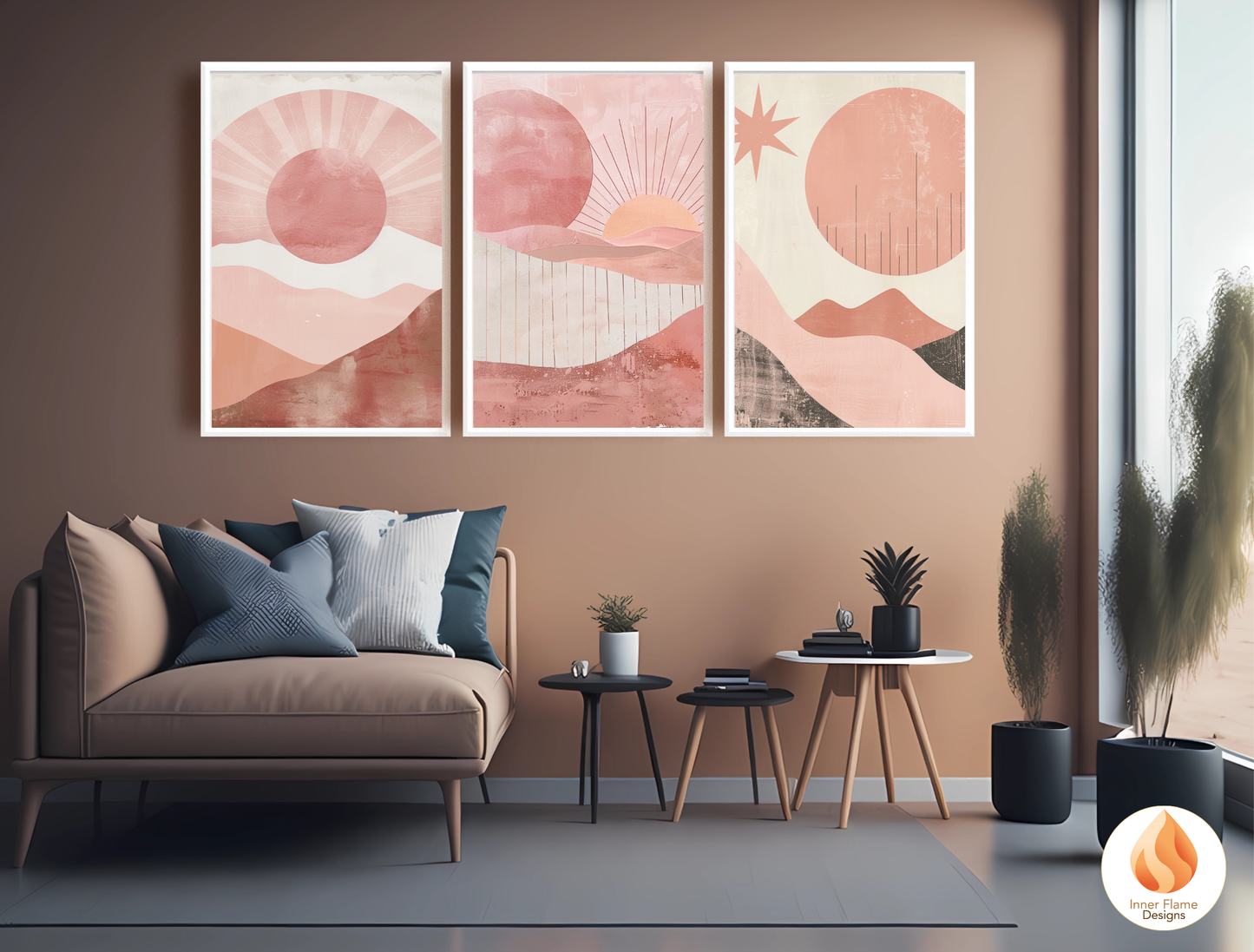 Soothing Boho Wall Art Décor for Modern Home Design | Triptych Artwork (Series 4)