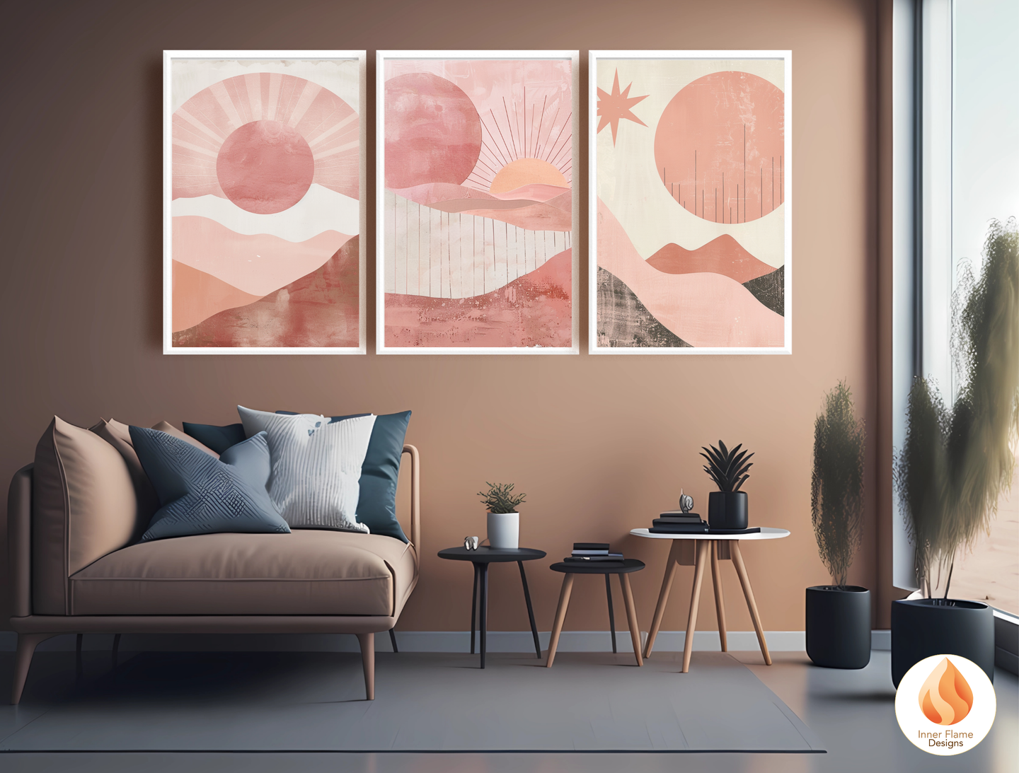 Soothing Boho Wall Art Décor for Modern Home Design | Triptych Artwork (Series 4)