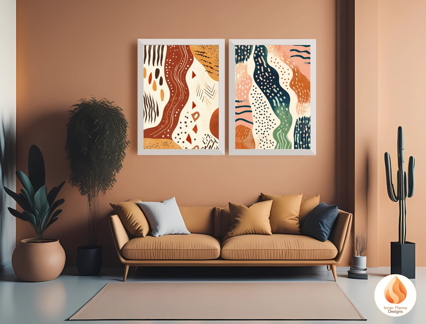 Primitive Boho Wall Art Décor for Modern Home Design | Triptych Artwork