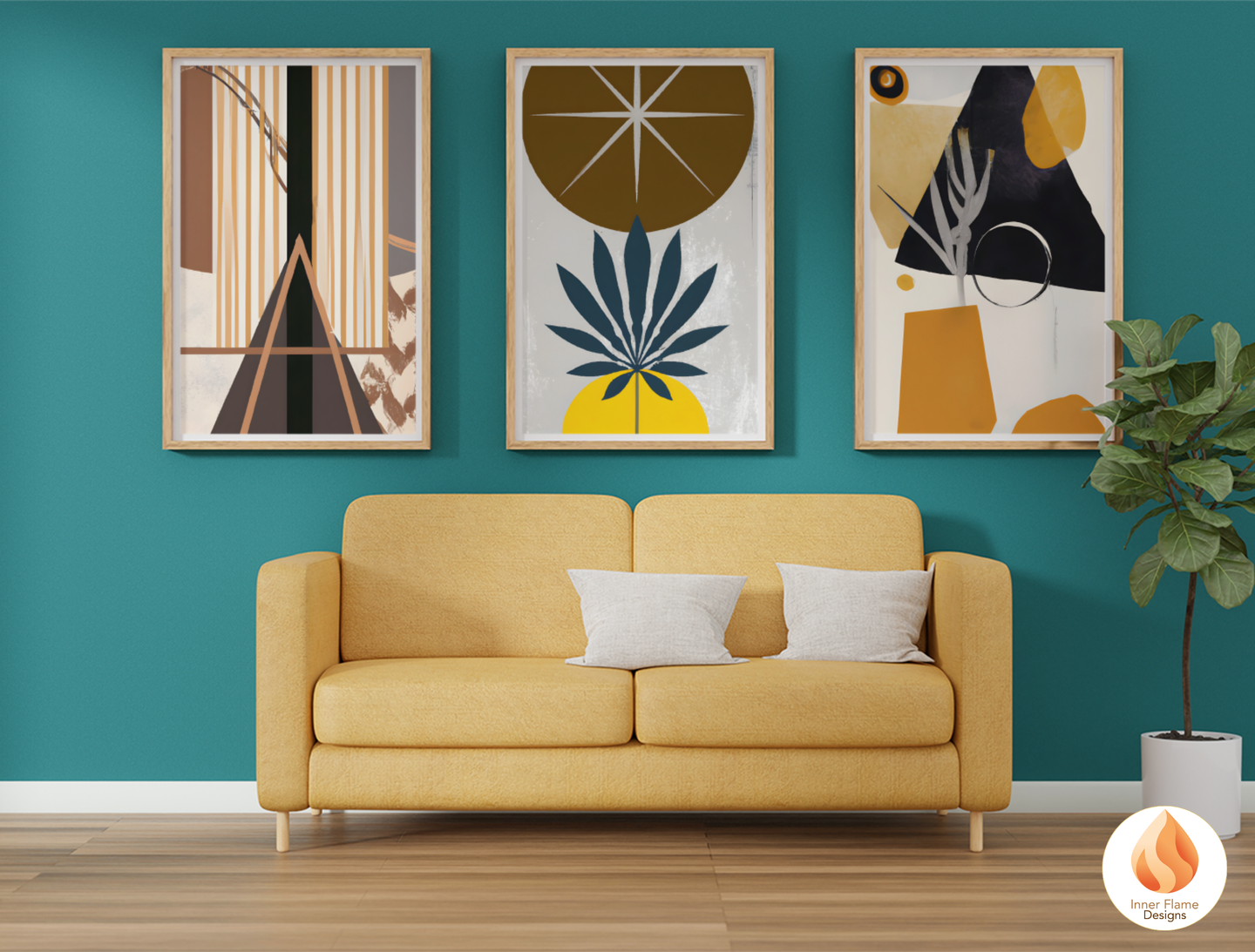 Eclectic Boho Wall Art Décor for Modern Home Design | Triptych Artwork (Series 2)