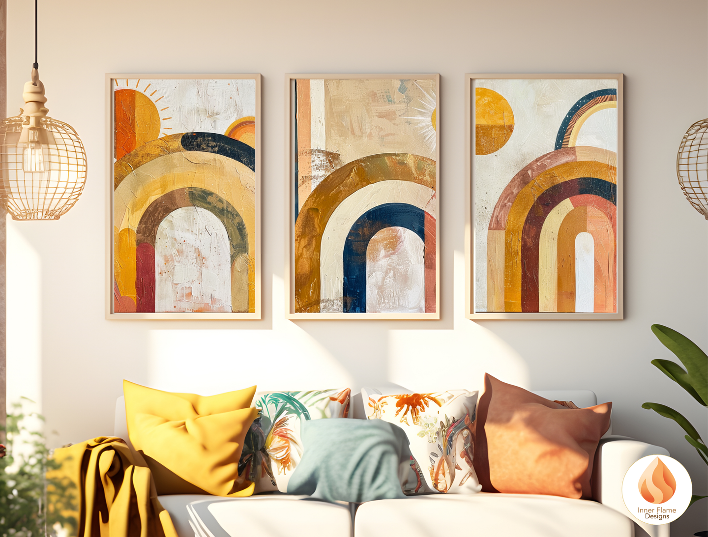 Eclectic Boho Wall Art Décor for Modern Home Design | Triptych Artwork (Series 4)