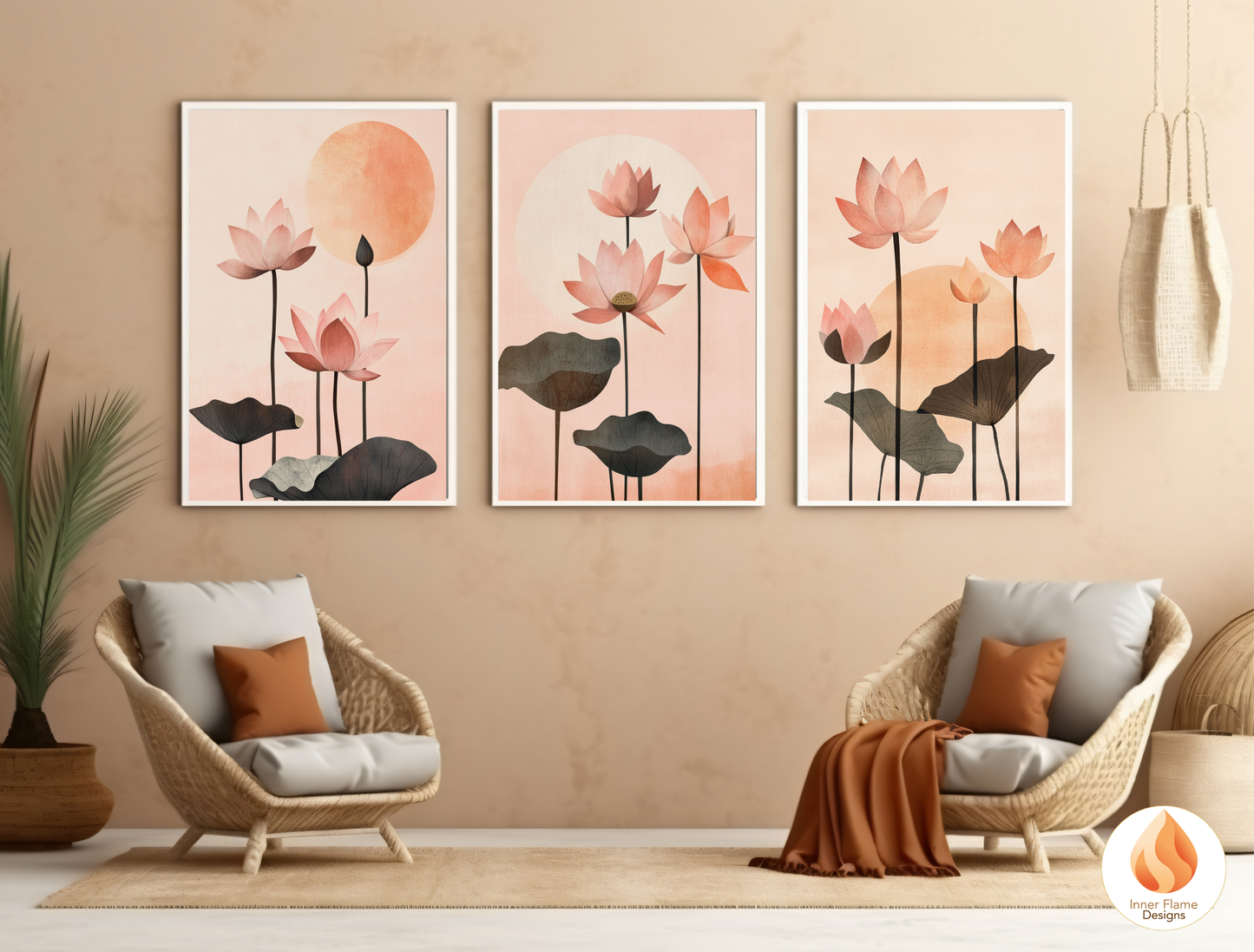 Exquisite Japandi Art for Modern Home Design | Triptych Artwork